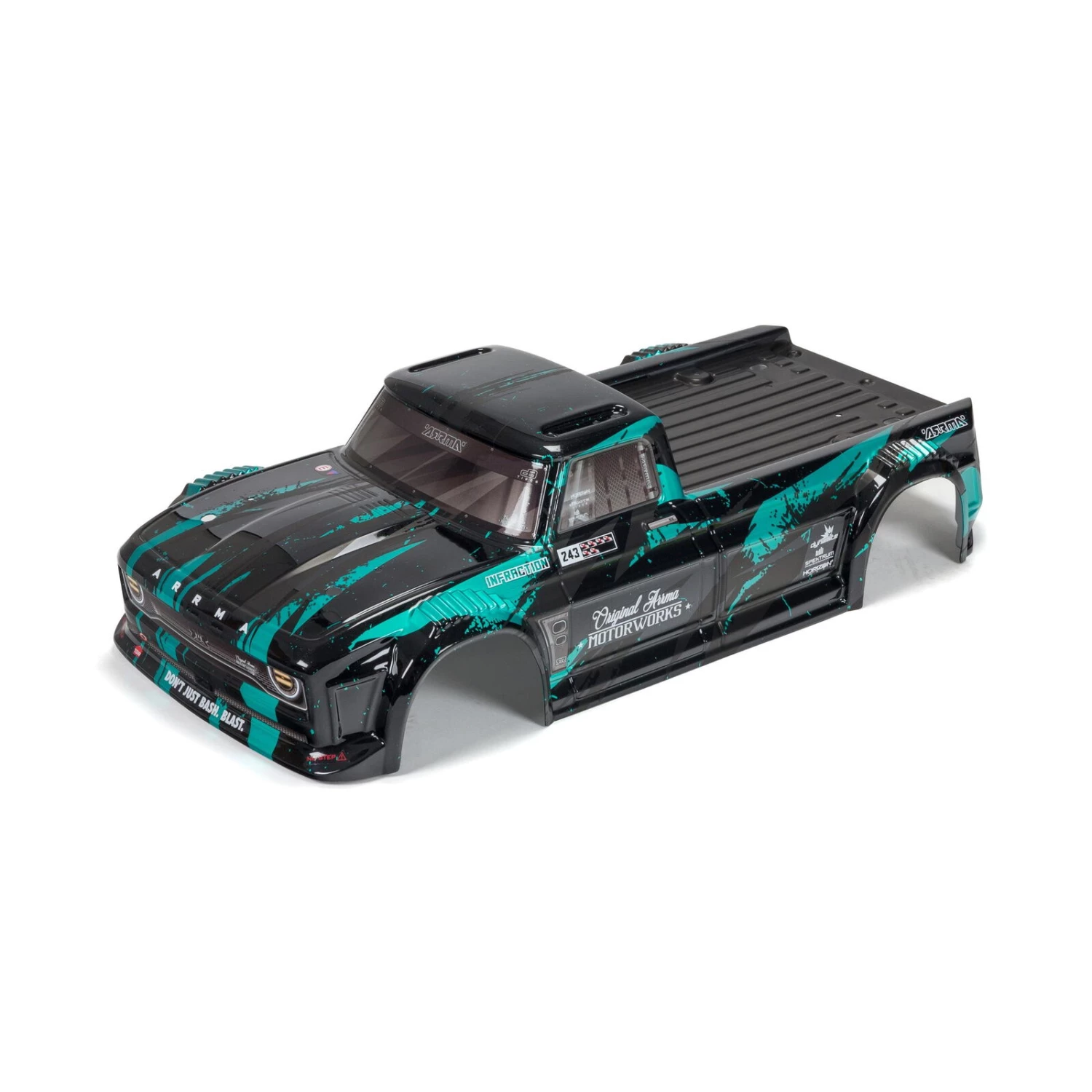 ARRMA 1/8 Finished Body, Black/Teal: INFRACTION 3 ARRMA 1/8 Finished Body, Black/Teal: INFRACTION