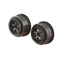 ARRMA 1/10 SC Front/Rear 2.2/3.0 Wheels, 14mm Hex, Black Chrome (2)