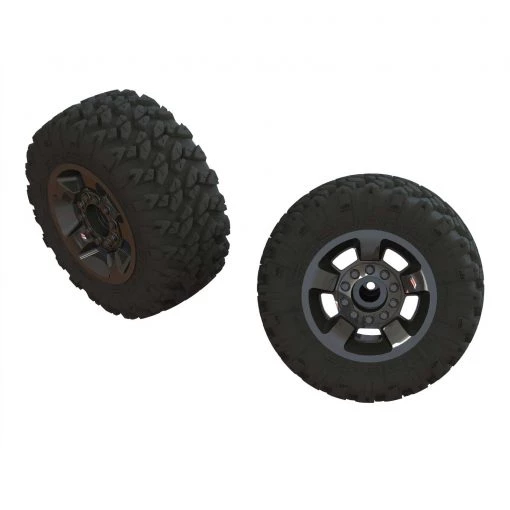 ARRMA 1/8 RAGNAROK MT Front/Rear 2.8 Pre-Mounted Tires, ST, 14mm Hex, Black Chrome (2) -ARRMA Sales ARA550053 A0 H6B7C8ZS