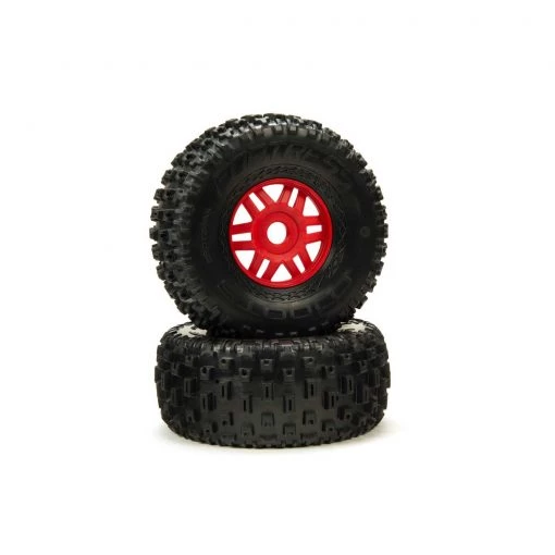 ARRMA 1/8 dBoots Fortress Front/Rear 2.4/3.3 Pre-Mounted Tires, 17mm Hex, Red (2) -ARRMA Sales ARA550065 A0 89MU87J2